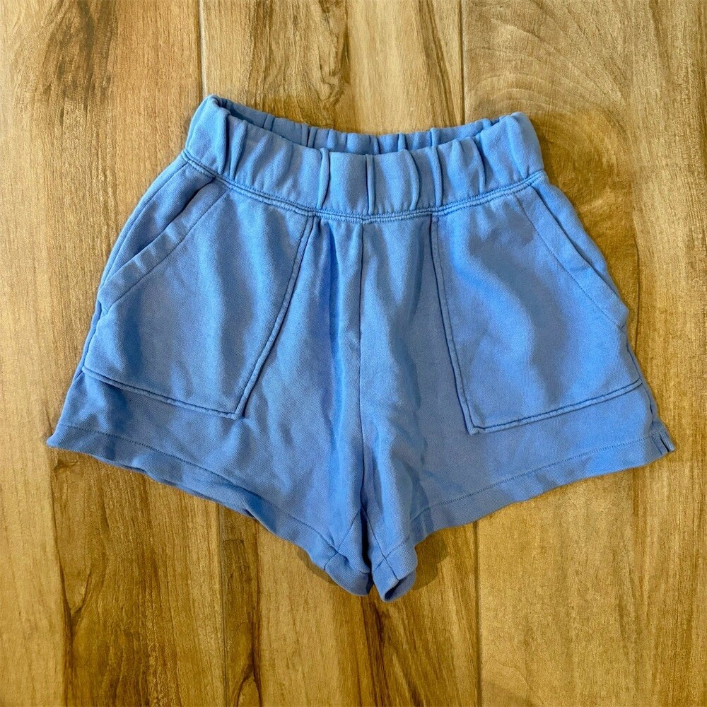 Aerie Go-To Fleece Shorts Womens XS Light Blue High Rise Lounge Athleisure